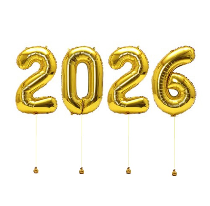 New Year 2026 Megaloon Gold Foil Balloon New Year 2026 Megaloon Gold Foil Balloon